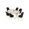 Dining Table & Chairs Set (7 Pieces) Lai - White, Gold, Black White
Gold
Black