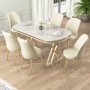 Dining Table & Chairs Set (7 Pieces) Lai - White, Gold, Cream White
Gold
Cream