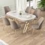 Dining Table & Chairs Set (7 Pieces) Lai - White, Gold, Cappuccino White
Gold
Cappucino