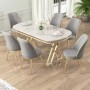 Dining Table & Chairs Set (7 Pieces) Lai - White, Gold, Grey White
Gold
Grey