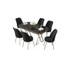 Dining Table & Chairs Set (7 Pieces) Lai - Black Marble, Chrome, Black Black Marble
Chrome
Black
