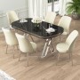 Dining Table & Chairs Set (7 Pieces) Lai - Black Marble, Chrome, Cream Black Marble
Chrome
Cream