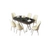 Dining Table & Chairs Set (7 Pieces) Lai - Black Marble, Chrome, Cream Black Marble
Chrome
Cream