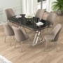 Dining Table & Chairs Set (7 Pieces) Lai - Black Marble, Chrome, Cappuccino Black Marble
Chrome
Cappuccino