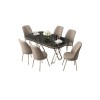 Dining Table & Chairs Set (7 Pieces) Lai - Black Marble, Chrome, Cappuccino Black Marble
Chrome
Cappuccino