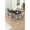 Dining Table & Chairs Set (7 Pieces) Lai - Black Marble, Chrome, Grey Black Marble
Chrome
Grey