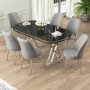 Dining Table & Chairs Set (7 Pieces) Lai - Black Marble, Chrome, Grey Black Marble
Chrome
Grey