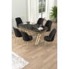 Dining Table & Chairs Set (7 Pieces) Lai - Black Marble, Gold, Black Black Marble
Gold
Black