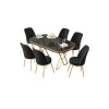 Dining Table & Chairs Set (7 Pieces) Lai - Black Marble, Gold, Black Black Marble
Gold
Black