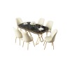 Dining Table & Chairs Set (7 Pieces) Lai - Black Marble, Gold, Cream Black Marble
Gold
Cream