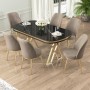 Dining Table & Chairs Set (7 Pieces) Lai - Black Marble, Gold, Cappuccino Black Marble
Gold
Cappuccino