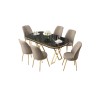 Dining Table & Chairs Set (7 Pieces) Lai - Black Marble, Gold, Cappuccino Black Marble
Gold
Cappuccino