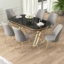Dining Table & Chairs Set (7 Pieces) Lai - Black Marble, Gold, Grey Black Marble
Gold
Grey
