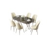 Dining Table & Chairs Set (7 Pieces) Lai - Anthracite, Chrome, Cream Anthracite
Chrome
Cream