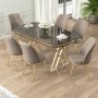 Dining Table & Chairs Set (7 Pieces) Lai - Anthracite, Gold, Cappuccino Anthracite
Gold
Cappuccino