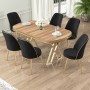 Dining Table & Chairs Set (7 Pieces) Lai - Light Walnut, Gold, Black Light Walnut
Gold
Black