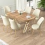 Dining Table & Chairs Set (7 Pieces) Lai - Light Walnut, Gold, Cream Light Walnut
Gold
Cream