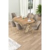 Dining Table & Chairs Set (7 Pieces) Lai - Light Walnut, Gold, Cappuccino Light Walnut
Gold
Cappuccino