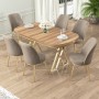 Dining Table & Chairs Set (7 Pieces) Lai - Light Walnut, Gold, Cappuccino Light Walnut
Gold
Cappuccino