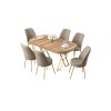 Dining Table & Chairs Set (7 Pieces) Lai - Light Walnut, Gold, Cappuccino Light Walnut
Gold
Cappuccino