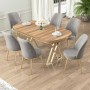 Dining Table & Chairs Set (7 Pieces) Lai - Light Walnut, Gold, Grey Light Walnut
Gold
Grey