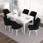 Extendable Dining Table & Chairs Set (7 Pieces) Eva - White, Black White
Black