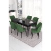 Extendable Dining Table & Chairs Set (7 Pieces) Eva - Black Marble, Khaki Black Marble
Khaki