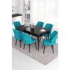 Extendable Dining Table & Chairs Set (7 Pieces) Eva - Black Marble, Turquoise Black Marble
Turquoise