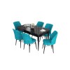 Extendable Dining Table & Chairs Set (7 Pieces) Eva - Black Marble, Turquoise Black Marble
Turquoise