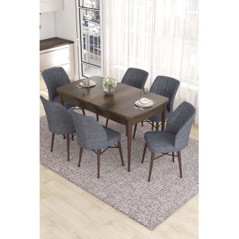 Extendable Dining Table & Chairs Set (7 Pieces) Eva - Baroque, Fume Baroque
Fume