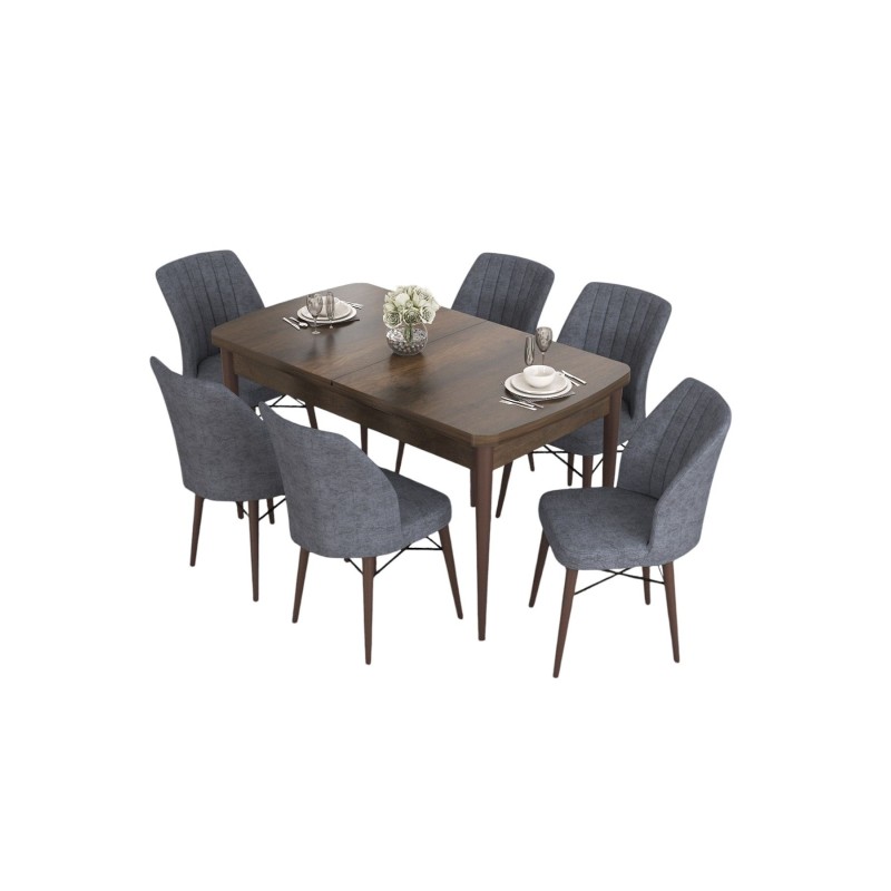 Extendable Dining Table & Chairs Set (7 Pieces) Eva - Baroque, Fume Baroque
Fume