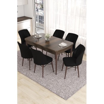 Extendable Dining Table & Chairs Set (7 Pieces) Eva - Baroque, Black Baroque
Black