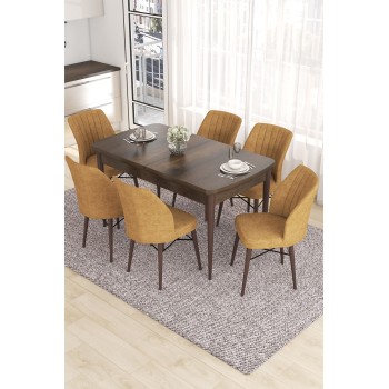 Extendable Dining Table & Chairs Set (7 Pieces) Eva - Baroque, Cappuccino Baroque
Cappuccino