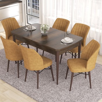 Extendable Dining Table & Chairs Set (7 Pieces) Eva - Baroque, Cappuccino Baroque
Cappuccino