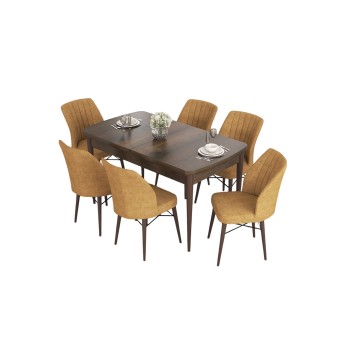 Extendable Dining Table & Chairs Set (7 Pieces) Eva - Baroque, Cappuccino Baroque
Cappuccino