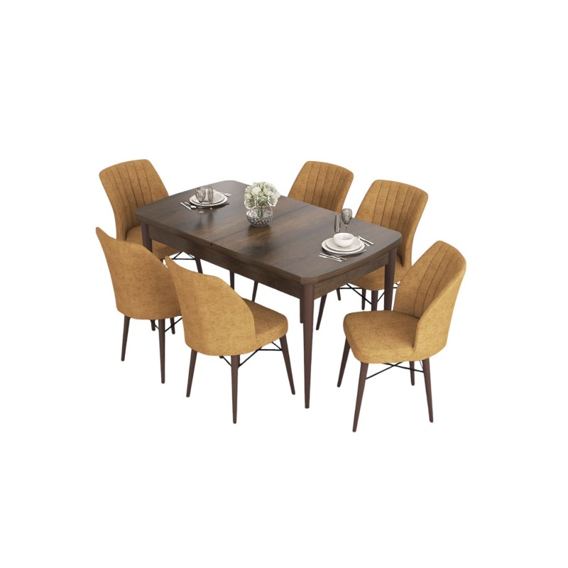 Extendable Dining Table & Chairs Set (7 Pieces) Eva - Baroque, Cappuccino Baroque
Cappuccino