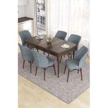 Extendable Dining Table & Chairs Set (7 Pieces) Eva - Baroque, Grey Baroque
Grey