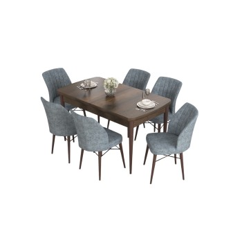 Extendable Dining Table & Chairs Set (7 Pieces) Eva - Baroque, Grey Baroque
Grey