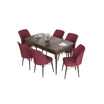 Extendable Dining Table & Chairs Set (7 Pieces) Eva - Baroque, Burgundy Baroque
Burgundy