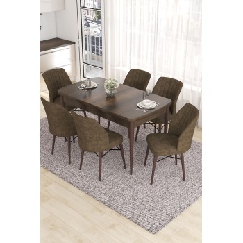 Extendable Dining Table & Chairs Set (7 Pieces) Eva - Baroque, Brown Baroque
Brown
