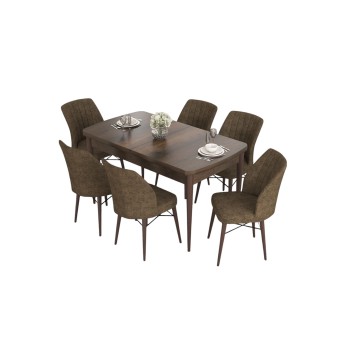 Extendable Dining Table & Chairs Set (7 Pieces) Eva - Baroque, Brown Baroque
Brown