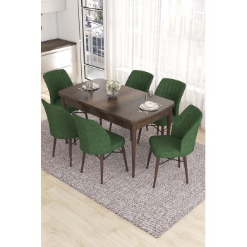 Extendable Dining Table & Chairs Set (7 Pieces) Eva - Baroque, Khaki Baroque
Khaki