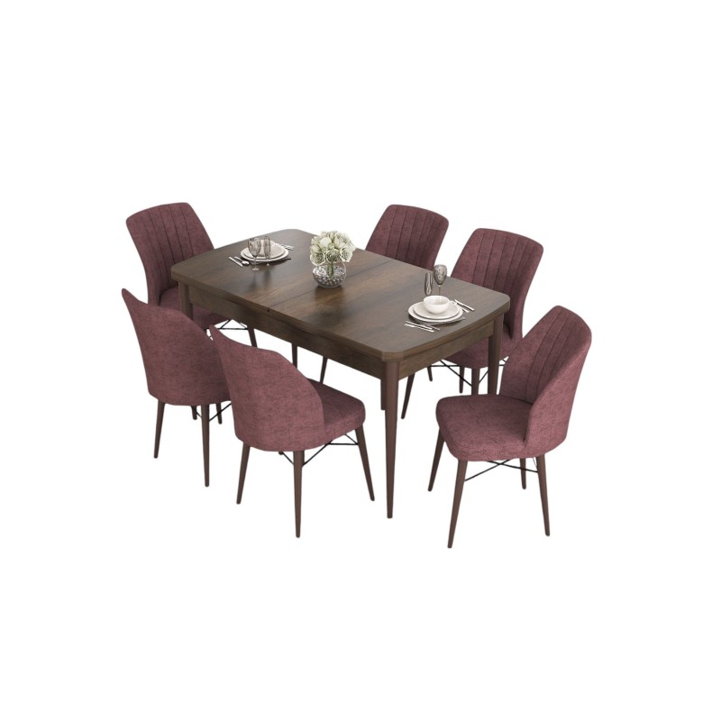 Extendable Dining Table & Chairs Set (7 Pieces) Eva - Baroque, Dusty Rose Baroque
Dusty Rose