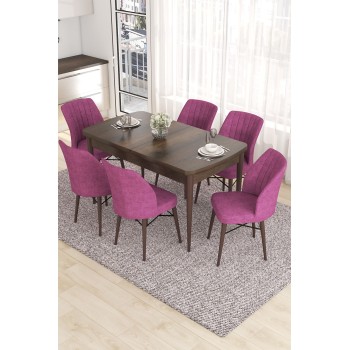 Extendable Dining Table & Chairs Set (7 Pieces) Eva - Baroque, Purple Baroque
Purple