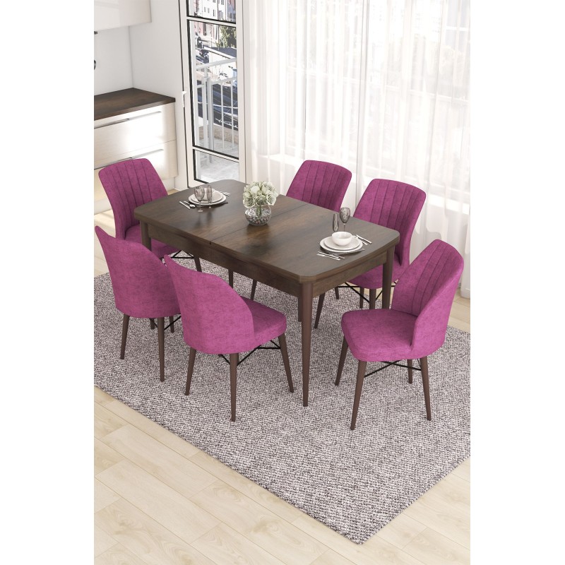 Extendable Dining Table & Chairs Set (7 Pieces) Eva - Baroque, Purple Baroque
Purple