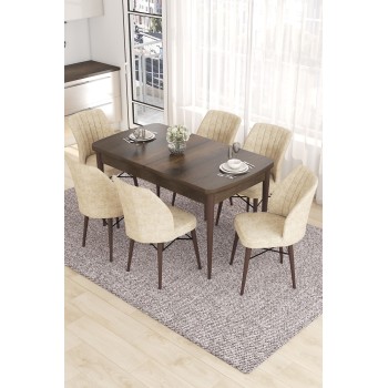 Extendable Dining Table & Chairs Set (7 Pieces) Eva - Baroque, Cream Baroque
Cream