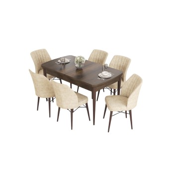 Extendable Dining Table & Chairs Set (7 Pieces) Eva - Baroque, Cream Baroque
Cream