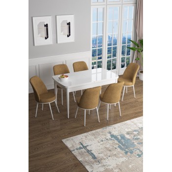 Extendable Dining Table & Chairs Set (7 Pieces) Han - White, Cappuccino White
Cappuccino