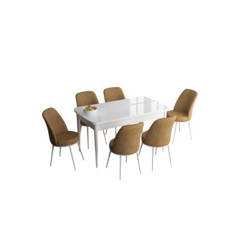 Extendable Dining Table & Chairs Set (7 Pieces) Han - White, Cappuccino White
Cappuccino