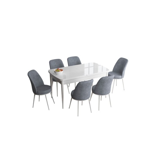 Extendable Dining Table & Chairs Set (7 Pieces) Han - White, Grey White
Grey Extendable Dining Table & Chairs Set (7 Pieces) Han - White, Grey White
Grey